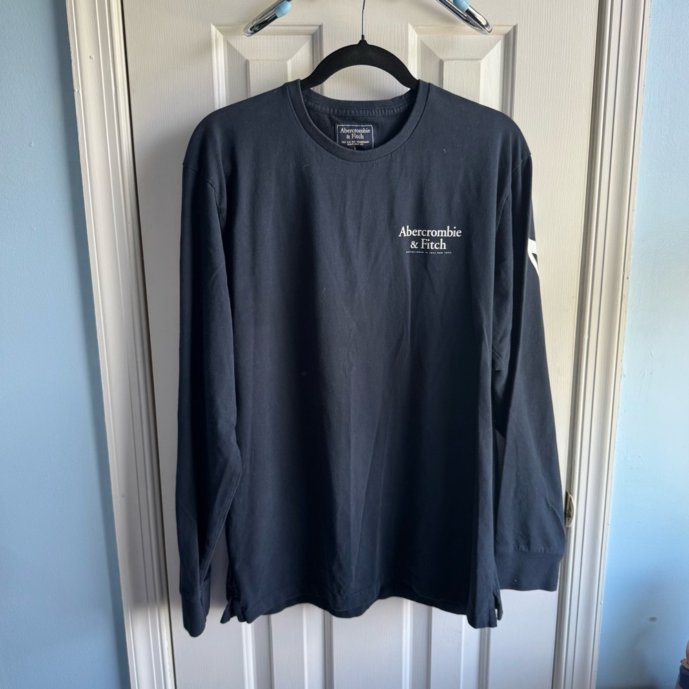 Abercrombie & Fitch  Shirt Adult Large- Blue w/White Logo-  Long Sleeve
